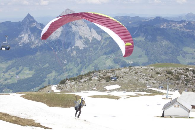 Paragliders at top of Stoos
