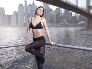 Stunning Model Rozalinda and Brooklyn Bridge in background
